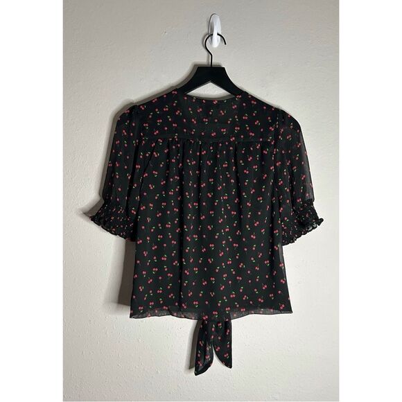 Have London Cherry Print Tie Front Blouse Size S - Picture 2 of 11